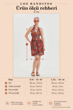 V-Neck Halter Neck Red Floral Dress 6863