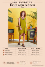 Bohemian Style Short Loose Green Tunic Dress 6734