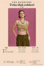 İnce Askılı Cut Out Detay Koton Desenli Bralet 6526