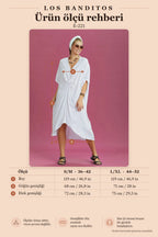 V-Neck Front-Knotted White Batwing Sleeve Dress 6485
