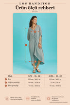 V-Neck Front-Knotted Green Batwing Sleeve Dress 6489