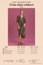 V-Neck Front-Knotted Patterned Batwing Sleeve Dress 6487