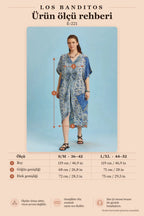 V-Neck Front-Knotted Blue Batwing Sleeve Dress 6488