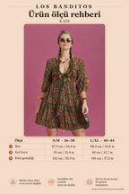 Front-Tie Green Floral Short-Sleeve Mini Dress 6515