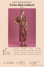 Red Patterned Cut-Out Bohemian Dress with Back Window 6472