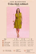 Stand-up Collar Zipper Detailed Olive Summer Dress 6759