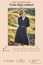 Button-Detail V-Neck Short-Sleeve Black Summer Dress 6767