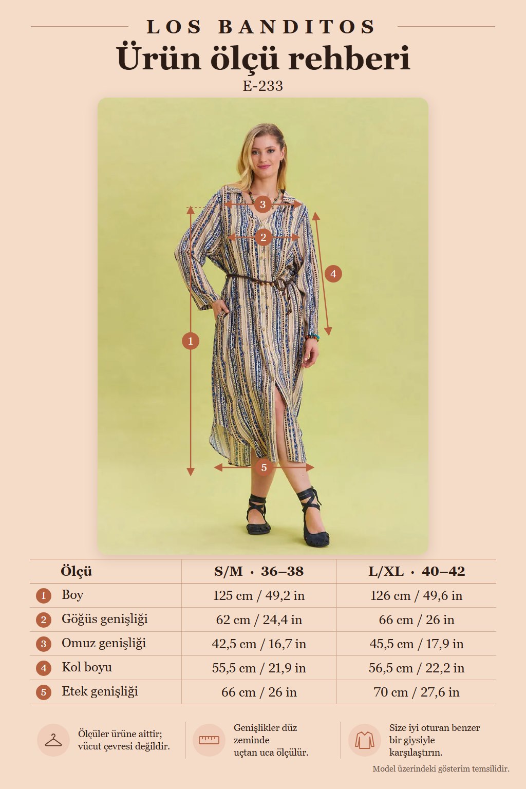 Patterned Shirt Collar Belt Detail Beige Long Sleeve Dress 6769
