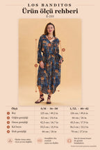 Shirt Collar Belted Detail Blue Bohemian Dress 6770