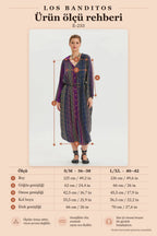 Shirt Collar Belt Detailed Purple Patterned Long Sleeve Dress 6768