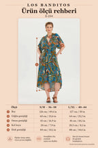 V-Neck Ruched Detail Petroleum Floral Dress 6853