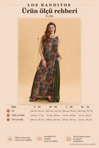 Crew Neck Pocket Detailed Loose Fit Khaki Dress 6827