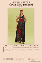 Crew Neck Pocket Detailed Patterned Black Ethnic Dress 6826