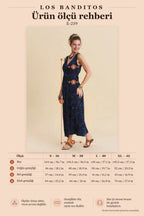 V-Neck Slit Blue Floral Dress 7135