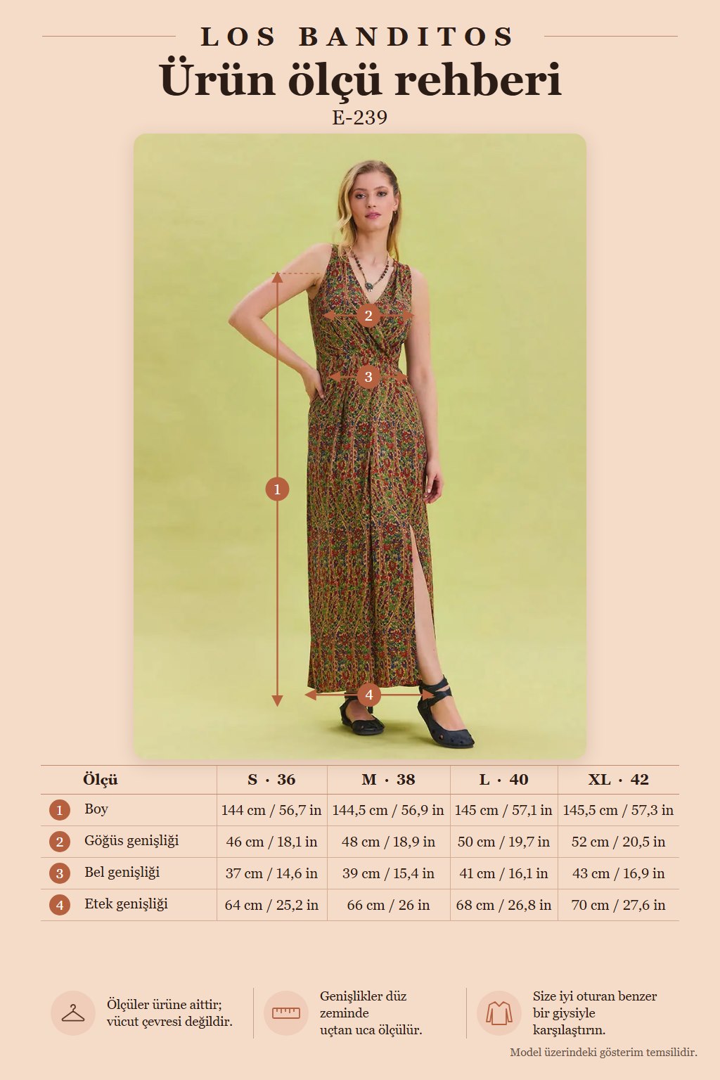 V-Neck Slit Detail Patterned Green Long Dress 6774