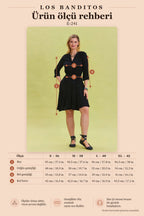 Mandarin Collar Button Detailed Black Midi Dress 6782