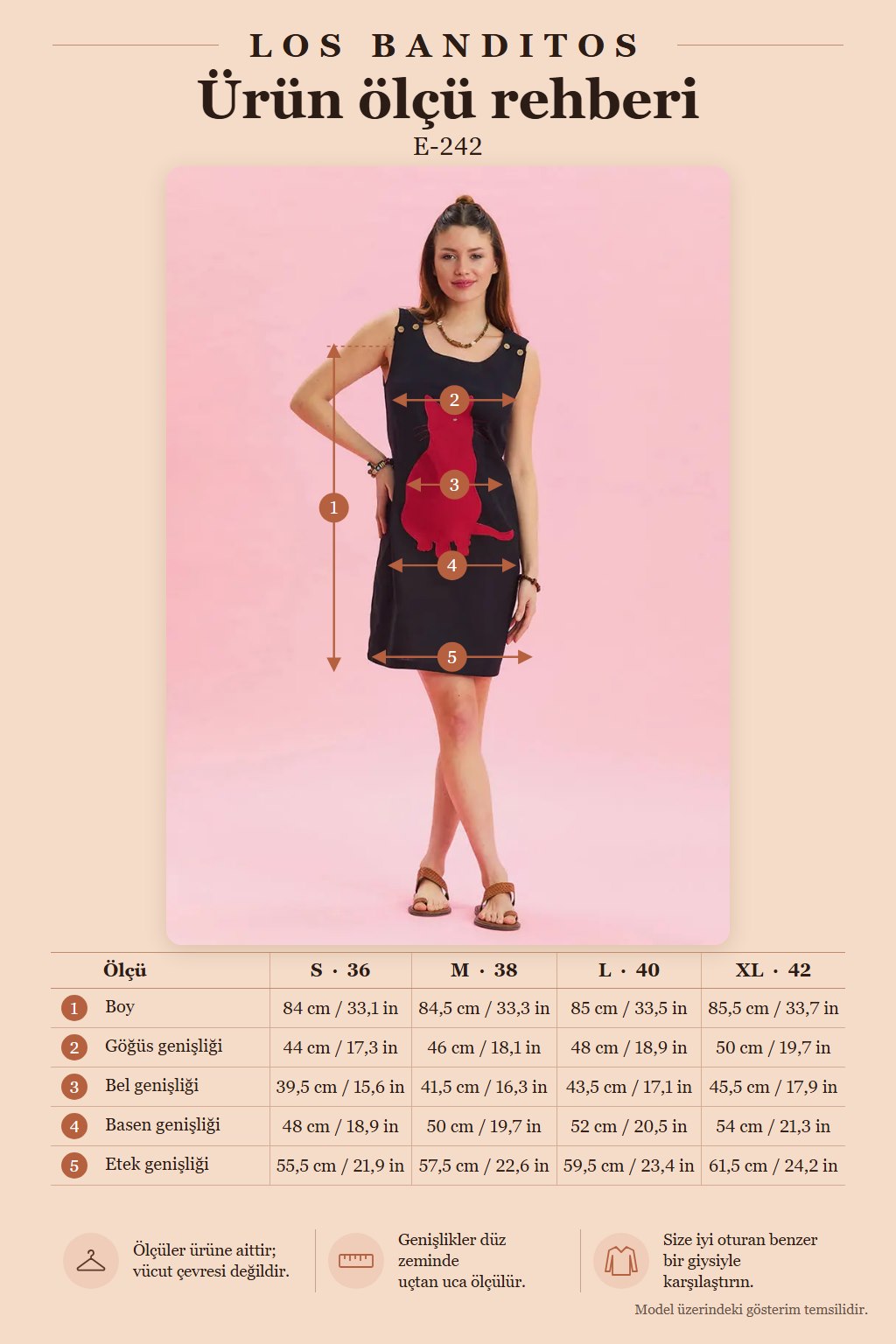 U-Neck Cat Motif Button-Detail Black Bohemian Dress 6823