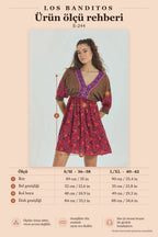 V-Neck Elastic Waist Backless Red Floral Dress 6883