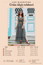 V-Neck Yoke Slit Agora Floral Dress 7305