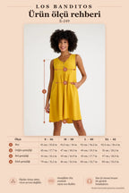 V-Neck Button Detail Sleeveless Yellow Casual Dress 6897