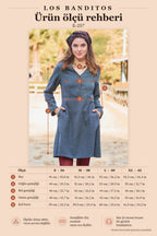 Mandarin Collar Button Detailed Tie-Front Anthracite Winter Dress 7053