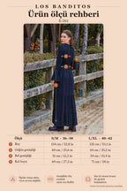 Black Winter Dress with Elastic Collar and Spanish Sleeves 7045