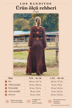 V-Neck Shirred Detail Ruffled Brown Winter Dress 7026