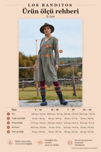 V-Neck Button Detailed Zipper Closure Khaki Winter Dress 7067