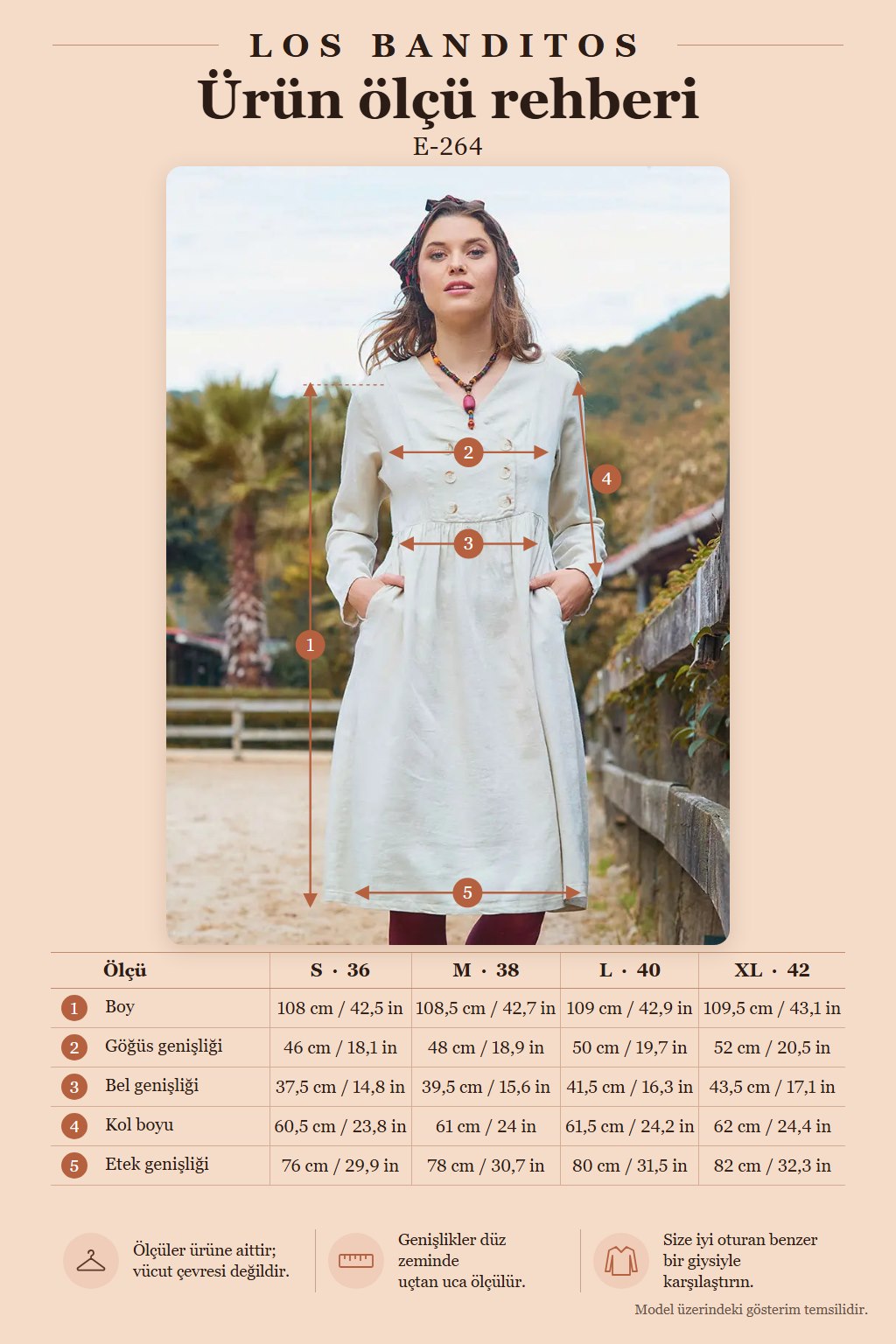 V-Neck Button Detail Zipper Closure Cream Winter Dress 7064