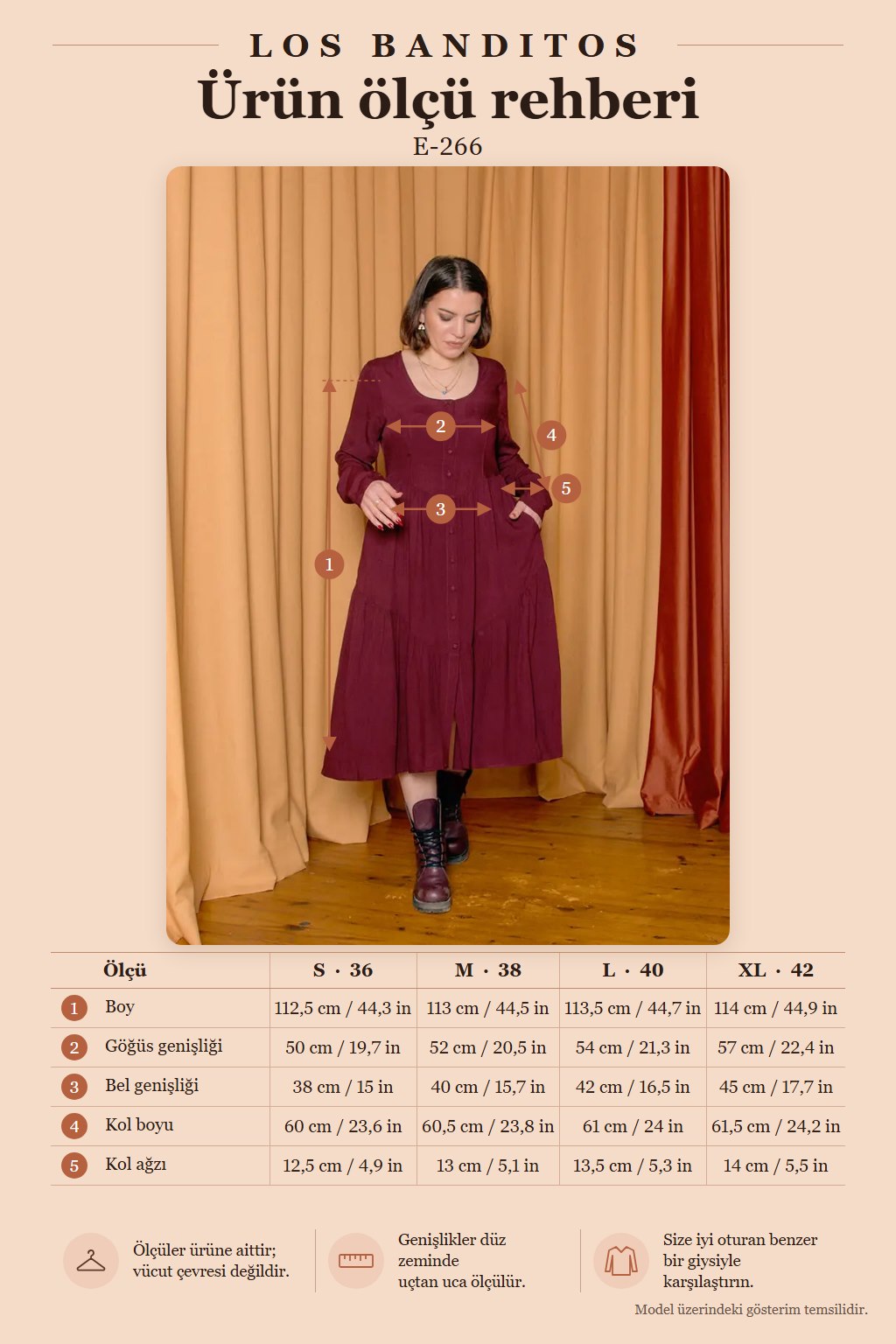 Crew Neck Button Detail Burgundy Long Sleeve Dress 7117