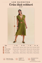 V-Neck Backless Green Midi Dress 7126