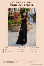 Black Spaghetti Strap Backless Bohemian Dress 7349