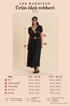 V-Neck Slit Lace-Up Black Summer Dress 7287