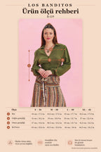 Shirt Collar Button Detail Khaki Bohemian Blouse 6751