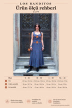 Wide Neck Front Lace-Up Navy Blue Floral Dress 7346
