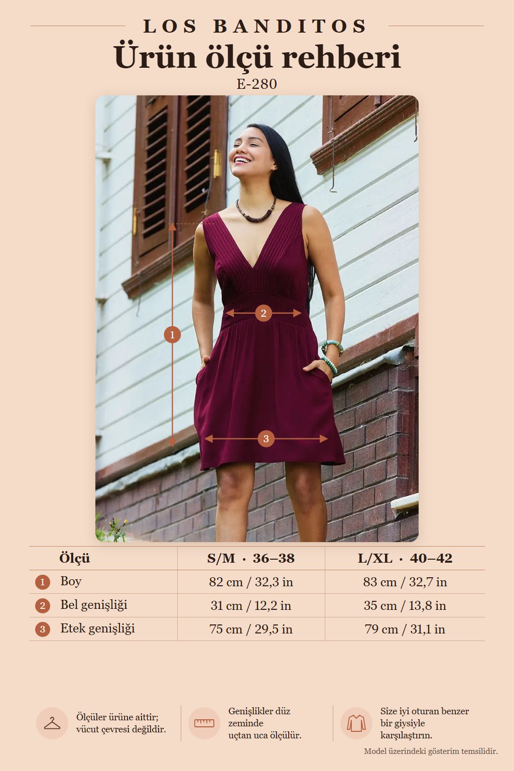 V-Neck Smocked Waist Burgundy Casual Dress 7340