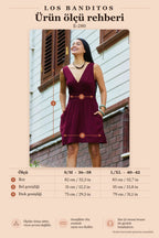 V-Neck Smocked Waist Burgundy Casual Dress 7340