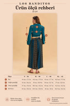 Shirt Collar Button Detail Petrol Crop Blouse 6750