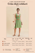 V-Neck Sleeveless Green Empire Waist Dress with Elasticated Waist 7163