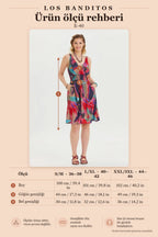 V-Neck Yoke Detail Red Midi Dress 6849