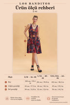 V-Neck Yoke Red Patterned Ethnic Dress 6847