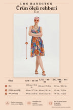 V-Neck Yoke Blue Patterned Casual Dress 6844