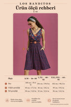 Floral Patterned Bohemian Style Wrap V-Neck Dress 6269