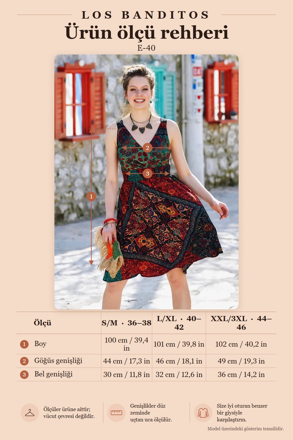 Authentic Patterned Bohemian Style Wrap V-Neck Dress 3224