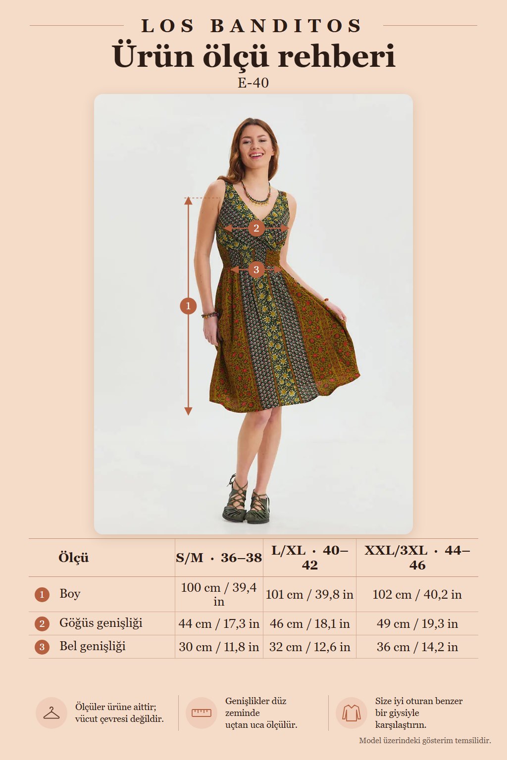 V-Neck Yoke Green Patterned Midi Dress 6843