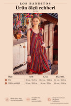Women's Sleeveless Red Striped Summer Dress with Front Pockets 1152