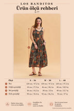 Thick Strap Full Button-Down Khaki Ethnic Dress 6859