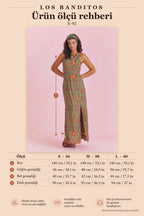 Ethnic Patterned Low-Cut Green Dress with Front Slit 4882