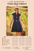 Shirt Collar Front Button Short Sleeve Flared Dress 2036