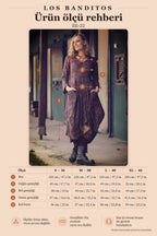 Retro Patterned V-Neck Long Sleeve Balloon Dress 2079